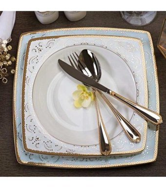 Korkmaz A8426 60 Parça 12 Kişilik Bone China Porselen Kare Yemek Takımı