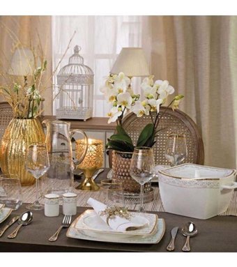 Korkmaz A8426 60 Parça 12 Kişilik Bone China Porselen Kare Yemek Takımı