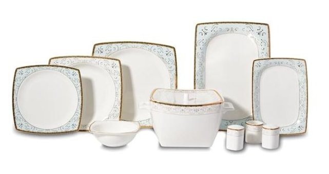 Korkmaz A8426 60 Parça 12 Kişilik Bone China Porselen Kare Yemek Takımı