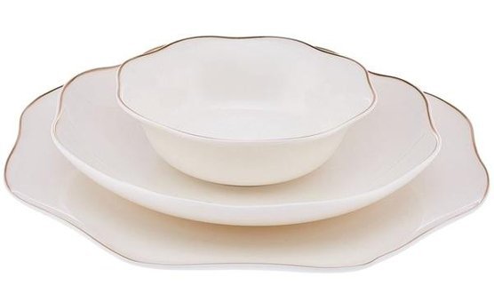 Emsan Lotus 18 Parça 6 Kişilik Bone China Porselen Yuvarlak Yemek Takımı