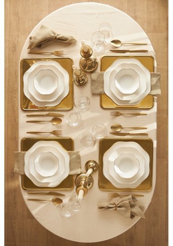 Emsan Lotus 18 Parça 6 Kişilik Bone China Porselen Yuvarlak Yemek Takımı