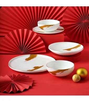 Jumbo Glow 24 Parça 6 Kişilik Porselen Yuvarlak Yemek Takımı