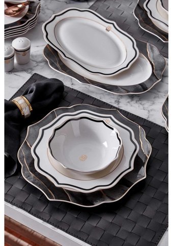 Neva N3246 28 Parça 6 Kişilik Bone China Porselen Yuvarlak Yemek Takımı