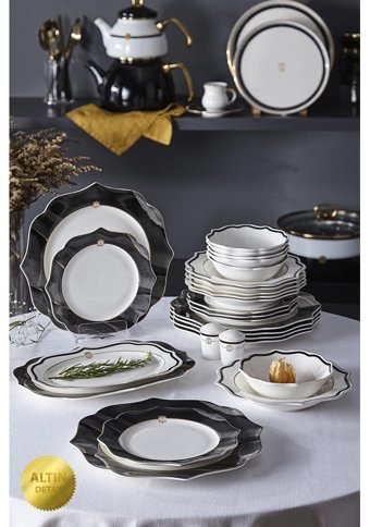 Neva N3246 28 Parça 6 Kişilik Bone China Porselen Yuvarlak Yemek Takımı
