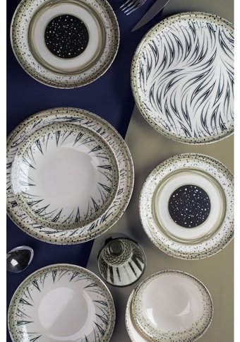 Kitchen Life China 24 Parça 6 Kişilik Bone China Porselen Yuvarlak Yemek Takımı