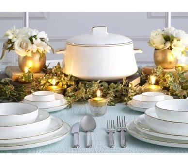 Koleksiyon Sufi 132 Parça 12 Kişilik Bone China Porselen Yuvarlak Yemek Takımı