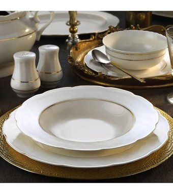 Kütahya Porselen Olympos 62 Parça 12 Kişilik Bone China Porselen Yuvarlak Yemek Takımı