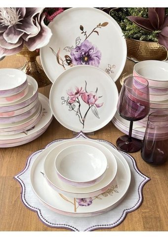 Sembol Porto 24 Parça 6 Kişilik Bone China Porselen Yuvarlak Yemek Takımı