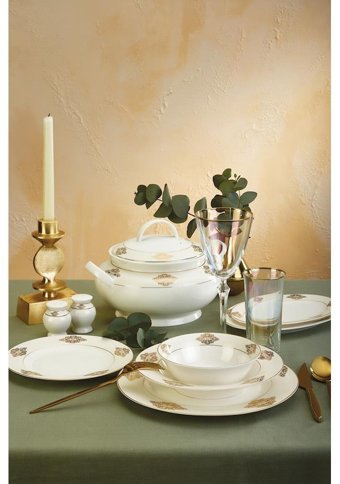Emsan Sare 60 Parça 12 Kişilik Bone China Porselen Yuvarlak Yemek Takımı