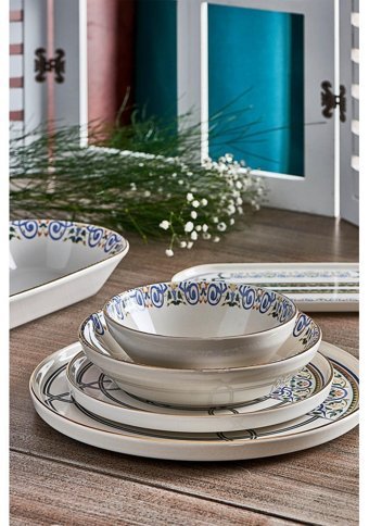 Neva N3159 27 Parça 6 Kişilik Seramik Yuvarlak Yemek Takımı