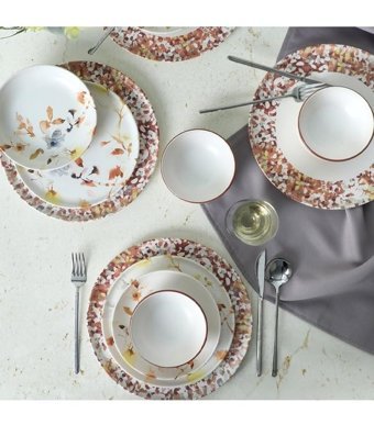 Keramika Flowers Nordic 24 Parça 6 Kişilik Seramik Yuvarlak Yemek Takımı