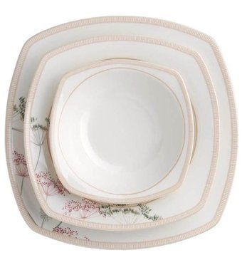 Korkmaz A8127 60 Parça 12 Kişilik Porselen Kare Yemek Takımı