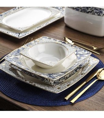 Schafer Alt60 Shf 60 Parça 12 Kişilik Bone China Porselen Kare Yemek Takımı