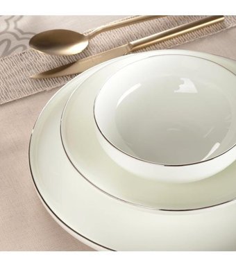 Bernardo Elegant-teodora Platın 55 Parça 12 Kişilik Porselen Yuvarlak Yemek Takımı