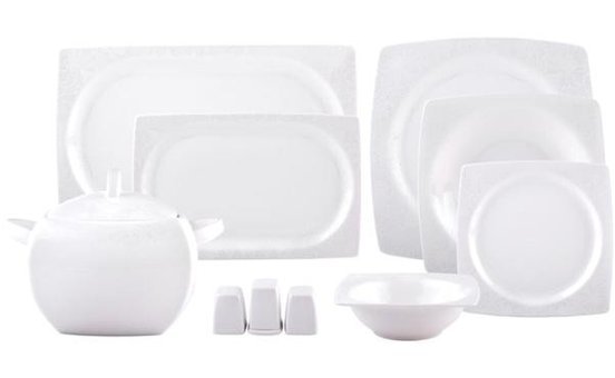 Emsan Fine Bone Meyra 61 Parça 12 Kişilik Bone China Porselen Kare Yemek Takımı