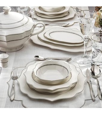 Schafer Sole 60 Parça 12 Kişilik Bone China Porselen Yuvarlak Yemek Takımı
