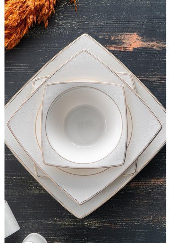 Acar Majolica 60 Parça 12 Kişilik Porselen Kare Yemek Takımı