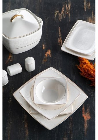 Acar Majolica 60 Parça 12 Kişilik Porselen Kare Yemek Takımı