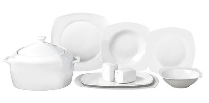 Taç Minima 55 Parça 12 Kişilik Porselen Kare Yemek Takımı