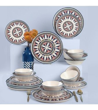 Keramika Ruby 24 Parça 6 Kişilik Stoneware Yuvarlak Yemek Takımı