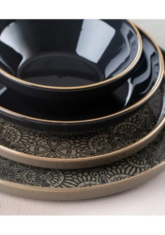 Acar Eliza 27 Parça 6 Kişilik Desenli Stoneware Yuvarlak Yemek Takımı