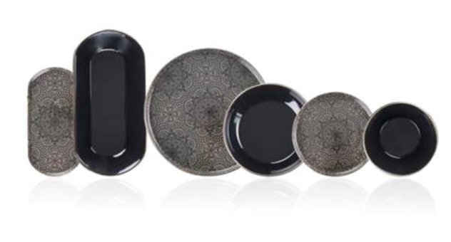 Acar Eliza 27 Parça 6 Kişilik Desenli Stoneware Yuvarlak Yemek Takımı