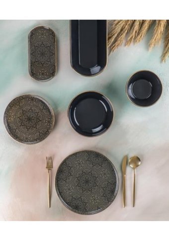 Acar Eliza 27 Parça 6 Kişilik Desenli Stoneware Yuvarlak Yemek Takımı