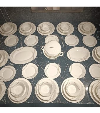 Schafer Yamaç 52 Parça 12 Kişilik Porselen Yuvarlak Yemek Takımı
