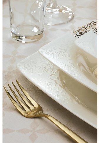Emsan Fiore 61 Parça 12 Kişilik Bone China Porselen Kare Yemek Takımı