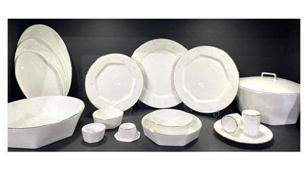 Koleksiyon Mislina Lotus 122 Parça 12 Kişilik Bone China Porselen Yuvarlak Yemek Takımı