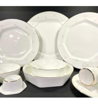 Koleksiyon Mislina Lotus 122 Parça 12 Kişilik Bone China Porselen Yuvarlak Yemek Takımı