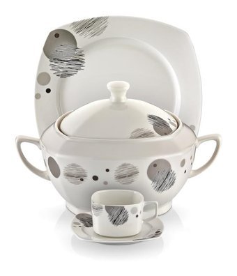 Schafer Shf 6009 85 Parça 12 Kişilik Bone China Porselen Kare Yemek Takımı