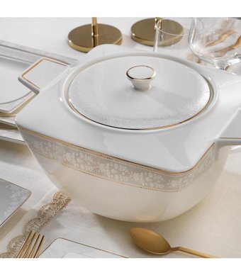 Schafer Glamor Elegant 60 Parça 12 Kişilik Bone China Porselen Kare Yemek Takımı