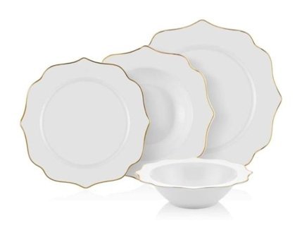 The Mia Estee 24 Parça 6 Kişilik Bone China Porselen Yuvarlak Yemek Takımı