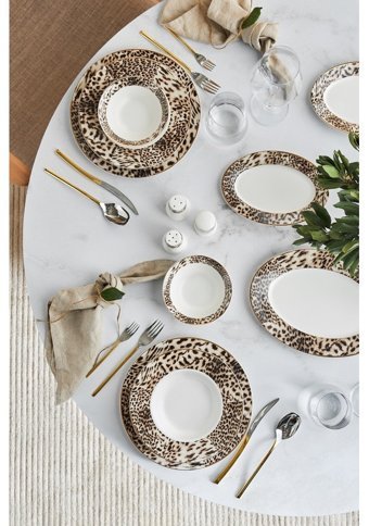 Karaca Leona 56 Parça 12 Kişilik Bone China Porselen Yuvarlak Yemek Takımı