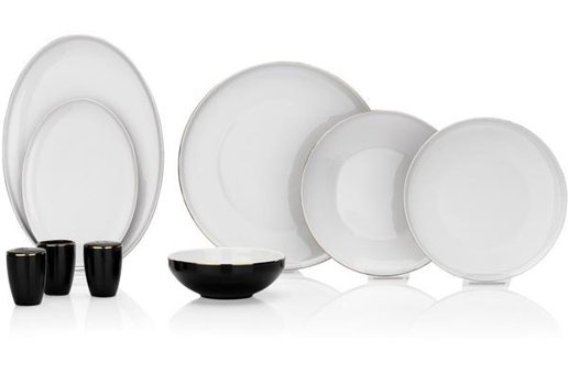 Schafer Adel Black 56 Parça 12 Kişilik Bone China Porselen Yuvarlak Yemek Takımı