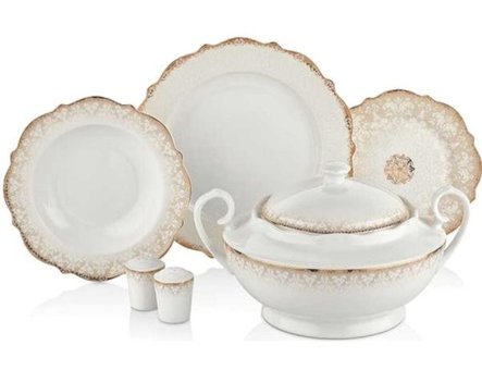 Korkmaz Eliza Collection 60 Parça 12 Kişilik Porselen Yuvarlak Yemek Takımı