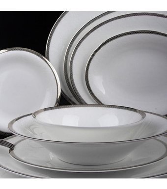Evaliza Coupe Sade Paisley Platin 101 Parça 12 Kişilik Porselen Yuvarlak Yemek Takımı