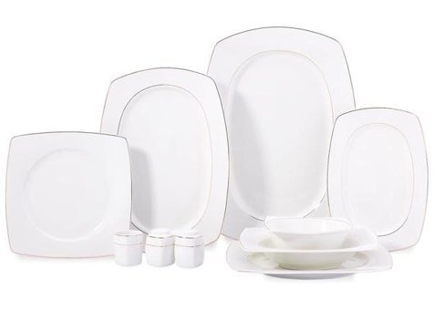 Korkmaz A8096 60 Parça 12 Kişilik Porselen Kare Yemek Takımı
