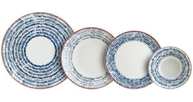 Chichi Home Blue Pino 24 Parça 6 Kişilik Porselen Yuvarlak Yemek Takımı