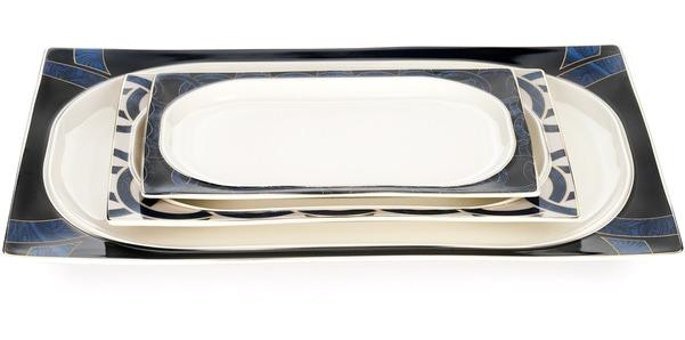 Schafer Glamor Blue 60 Parça 12 Kişilik Porselen Kare Yemek Takımı
