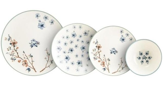 Chichi Home Sakura 24 Parça 6 Kişilik Porselen Yuvarlak Yemek Takımı