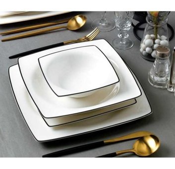 Stone BN-103 24 Parça 6 Kişilik Porselen Kare Yemek Takımı