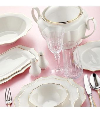 Royal London Diana Gold 60 Parça 12 Kişilik Bone China Porselen Yuvarlak Yemek Takımı