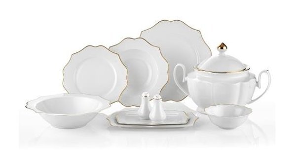 Royal London Diana Gold 60 Parça 12 Kişilik Bone China Porselen Yuvarlak Yemek Takımı