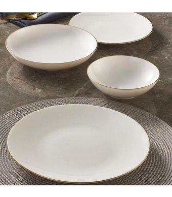 Güral Porselen Atina 16 Parça 4 Kişilik Bone China Porselen Yuvarlak Yemek Takımı