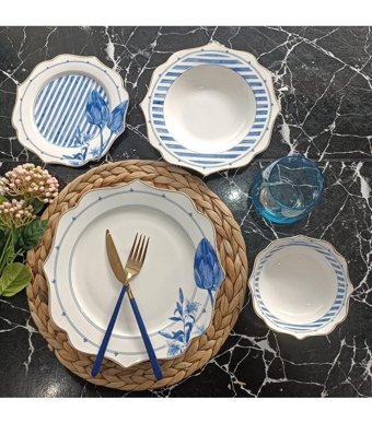Sembol Yamaç 16 Parça 4 Kişilik Porselen Yuvarlak Yemek Takımı