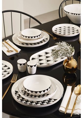 Karaca Streamline 59 Parça 12 Kişilik Bone China Porselen Yuvarlak Yemek Takımı