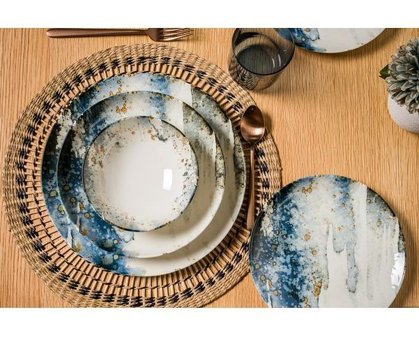 Chichi Home Blue Ocean 24 Parça 6 Kişilik Porselen Yuvarlak Yemek Takımı