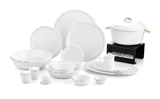 Koleksiyon Eser-I Istanbul 120 Parça 12 Kişilik Bone China Porselen Yuvarlak Yemek Takımı